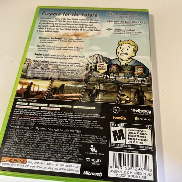 Fallout 3 GOTY + Fallout New Vegas Ultimate Edition Microsoft Xbox 360 Bundle - Picture 2 of 7